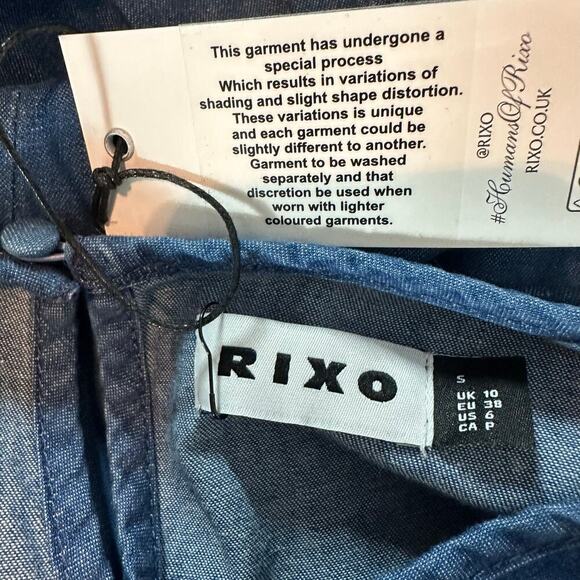 RIXO Kristen Tiered Embroidered Chambray Denim Maxi Dress Size US 6 - Picture 4 of 14